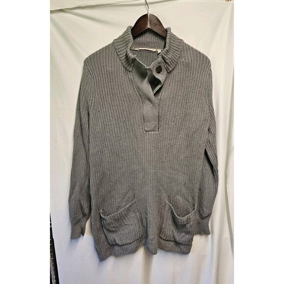 SOFT SURROUNDINGS Gray Sweater Button MEDIUM Oversized Pockets Slouchy - Picture 2 of 4